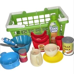 Children's Toy Shopping Basket With Play Grocery And Kitchen Items